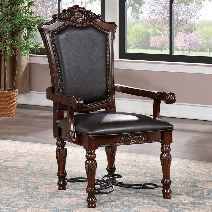 The appearance of Picardy Arm Chair In Dark Brown and Black designed by Furniture of America in the traditional interior design. This dark brown and black piece of furniture  was selected by 1StopBedrooms from Picardy Collection to add a touch of cosiness and style into your home. Sku: CM3147AC-2PK. Material: Wood. Product Type: Arm Chair. Image1