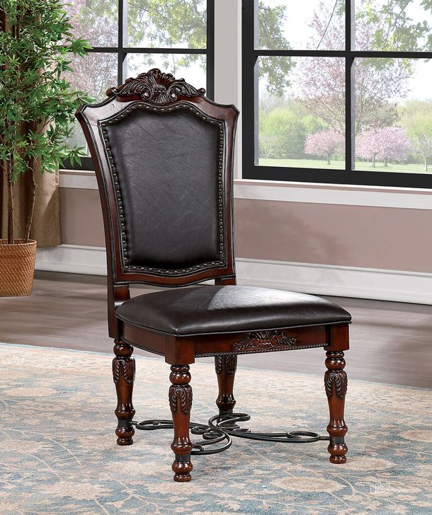 The appearance of Picardy Side Chair In Brown Cherry and Black designed by Furniture of America in the traditional interior design. This brown cherry and black piece of furniture  was selected by 1StopBedrooms from Picardy Collection to add a touch of cosiness and style into your home. Sku: CM3147SC-2PK. Material: Wood. Product Type: Side Chair. Image1
