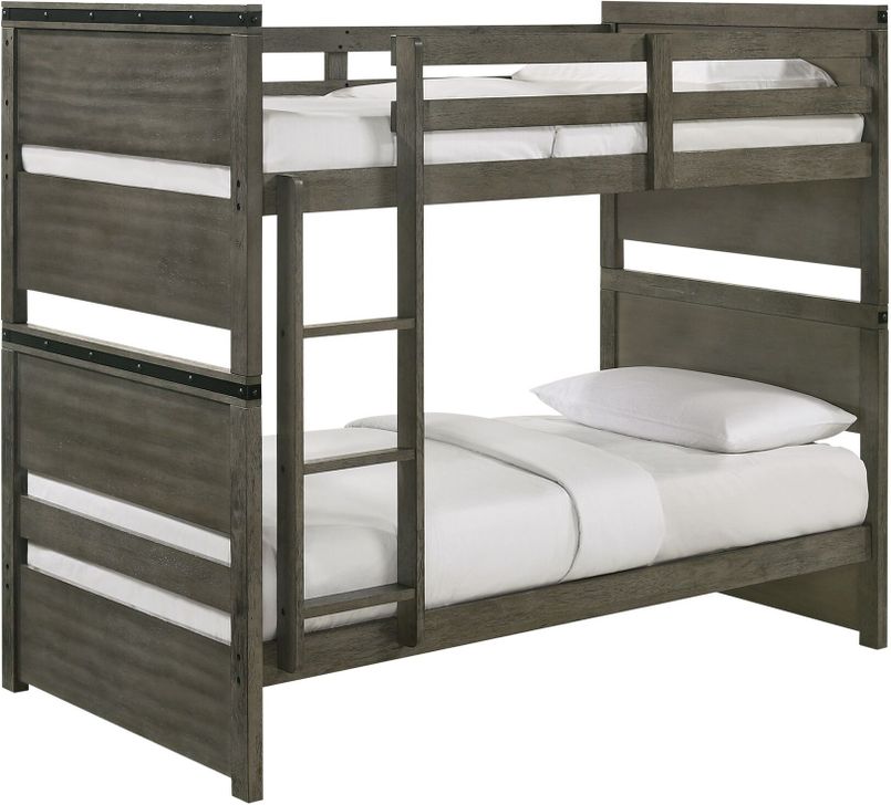 The appearance of Picket House Furnishings Montauk Twin Over Twin Bunk Bed designed by Picket House in the transitional interior design. This gray piece of furniture  was selected by 1StopBedrooms from Montauk Collection to add a touch of cosiness and style into your home. Sku: WE600THF;WE600TGRL;WE600TSL. Bed Type: Bunk Bed. Product Type: Bunk Bed. Bed Size: Twin Over Twin. Material: Pine. Image1
