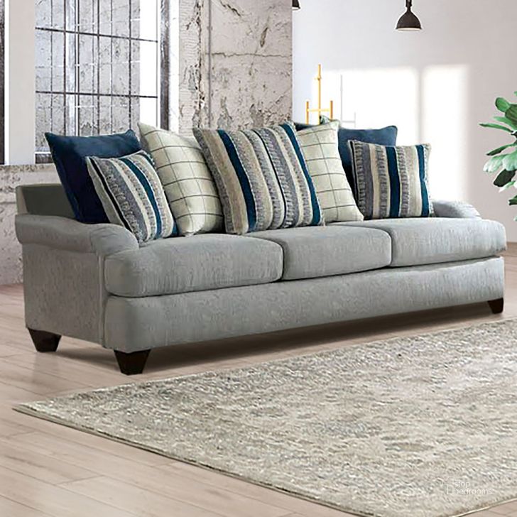 The appearance of Plaistow Sofa In Gray designed by Furniture of America in the transitional interior design. This gray piece of furniture  was selected by 1StopBedrooms from Plaistow Collection to add a touch of cosiness and style into your home. Sku: SM5189-SF. Product Type: Sofa. Material: Chenille. Image1