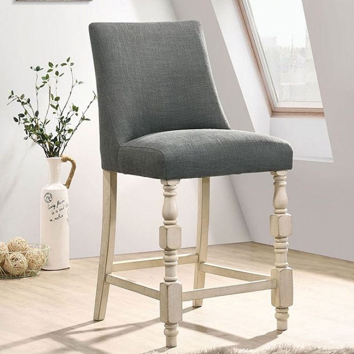 The appearance of Plymouth Counter Height Chair Set of 2 In Ivory and Dark Gray designed by Furniture of America in the rustic / southwestern interior design. This dark gray and ivory piece of furniture  was selected by 1StopBedrooms from Plymouth Collection to add a touch of cosiness and style into your home. Sku: CM3979PC-2PK. Material: Wood. Product Type: Counter Height Chair. Image1