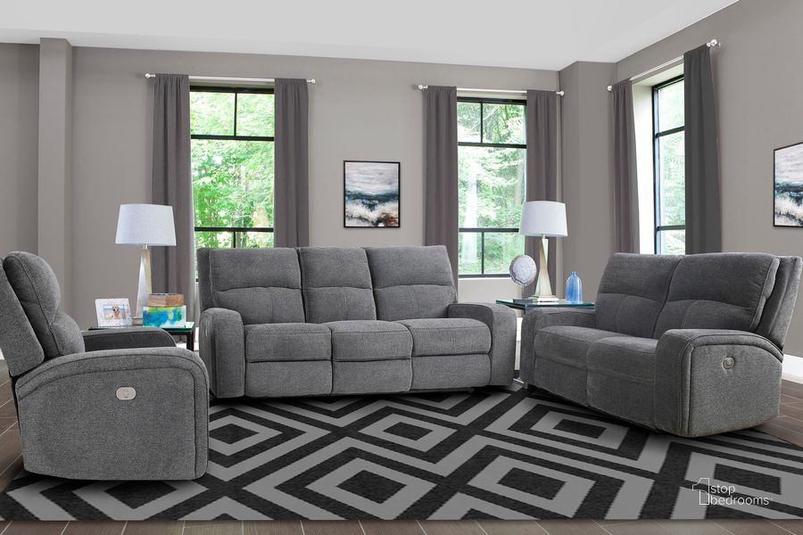 The appearance of Polaris Power Reclining Sofa Loveseat and Recliner In Grey designed by Parker House in the modern / contemporary interior design. This grey piece of furniture  was selected by 1StopBedrooms from Polaris Collection to add a touch of cosiness and style into your home. Sku: MPOL#812PH-BIG;MPOL#822PH-BIG;MPOL#832PH-BIG. Material: Polyester. Product Type: Living Room Set. Image1