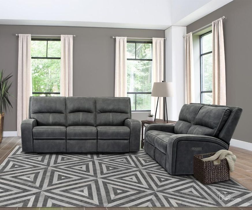 The appearance of Polaris Slate Power Reclining Living Room Set designed by Parker House in the modern / contemporary interior design. This gray piece of furniture  was selected by 1StopBedrooms from Polaris Collection to add a touch of cosiness and style into your home. Sku: MPOL#832PH-SLA;MPOL#822PH-SLA. Product Type: Living Room Set. Image1