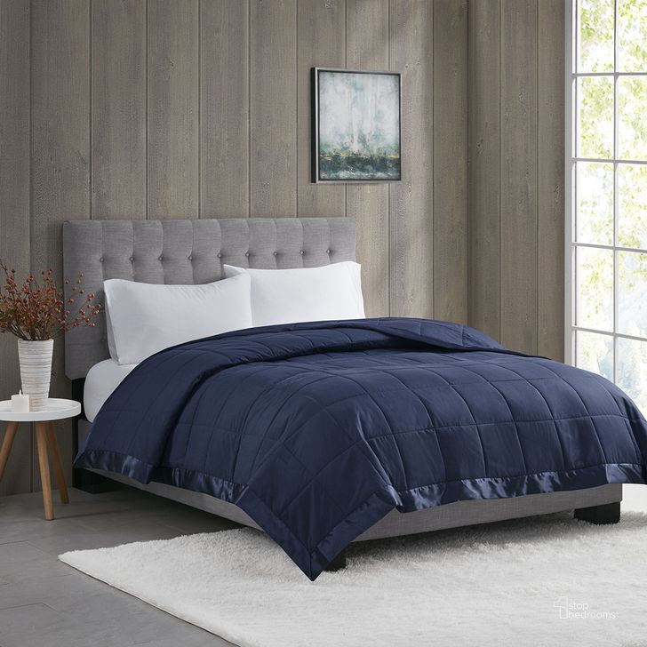 The appearance of Polyester 3M Scotchgard Microfiber Down Alternative Twin Blanket In Navy designed by Olliix in the transitional interior design. This navy piece of furniture  was selected by 1StopBedrooms from Windom Collection to add a touch of cosiness and style into your home. Sku: MP51-6698. Material: Microfiber. Bed Size: Twin. Product Type: Throw. Image1