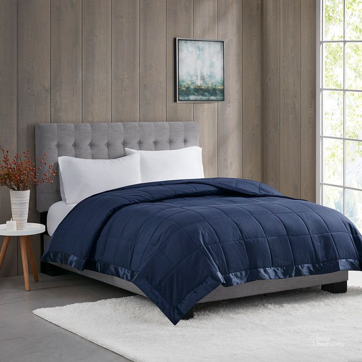 The appearance of Polyester 3M Scotchgard Microfiber Down Alternative Queen Blanket In Navy designed by Olliix in the transitional interior design. This navy piece of furniture  was selected by 1StopBedrooms from Windom Collection to add a touch of cosiness and style into your home. Sku: MP51-6699. Material: Microfiber. Bed Size: Queen. Product Type: Throw. Image1