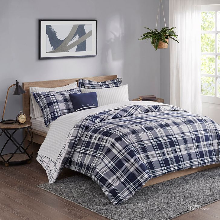 The appearance of Polyester 6 Piece Twin Comforter Set In Navy designed by Olliix in the transitional interior design. This navy piece of furniture  was selected by 1StopBedrooms from Patrick Collection to add a touch of cosiness and style into your home. Sku: MPE10-873. Material: Polyester. Bed Size: Twin. Product Type: Comforter Set. Image1