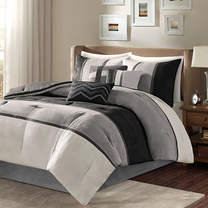 The appearance of Polyester 7 Piece Faux Suede Queen Comforter Set In Black designed by Olliix in the transitional interior design. This black piece of furniture  was selected by 1StopBedrooms from Palisades Collection to add a touch of cosiness and style into your home. Sku: MP10-7483. Material: Polyester. Bed Size: Queen. Product Type: Comforter Set. Image1