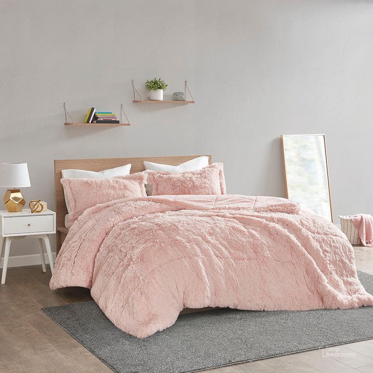The appearance of Polyester Back Solid Shaggy Long Fur Twin Comforter Set In Blush designed by Olliix in the transitional interior design. This blush piece of furniture  was selected by 1StopBedrooms from Malea Collection to add a touch of cosiness and style into your home. Sku: ID10-1823. Material: Polyester. Bed Size: Twin. Product Type: Comforter Set. Image1