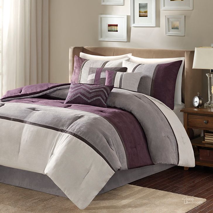 The appearance of Polyester Faux Suede 7Pcs Queen Comforter Set In Purple designed by Olliix in the transitional interior design. This purple piece of furniture  was selected by 1StopBedrooms from Palisades Collection to add a touch of cosiness and style into your home. Sku: MP10-6175. Material: Polyester. Bed Size: Queen. Product Type: Comforter Set. Image1