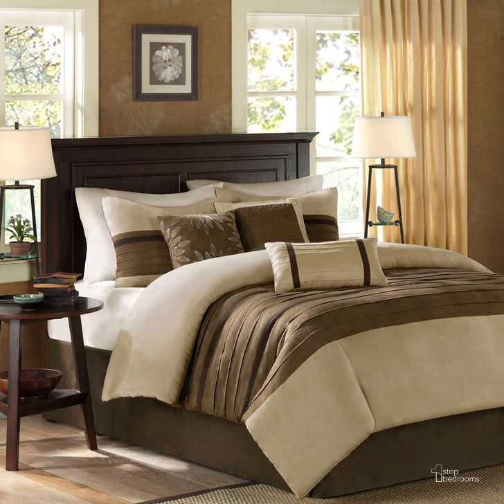 The appearance of Polyester Faux Suede Pieced And Pintuck 7Pcs Full Comforter Set In Natural designed by Olliix in the transitional interior design. This natural piece of furniture  was selected by 1StopBedrooms from Palmer Collection to add a touch of cosiness and style into your home. Sku: MP10-2583. Material: Polyester. Bed Size: Full. Product Type: Comforter Set. Image1