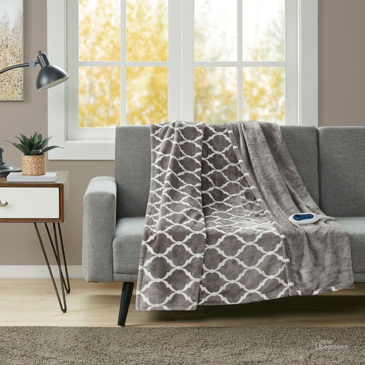 The appearance of Polyester Knitted Ogee Printed Microlight And Solid Microlight Heated Throw In Grey designed by Olliix in the transitional interior design. This grey piece of furniture  was selected by 1StopBedrooms from Heated Ogee Collection to add a touch of cosiness and style into your home. Sku: BR54-0538. Material: Polyester. Product Type: Throw. Image1