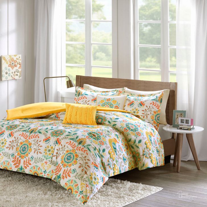 The appearance of Polyester Microfiber Printed 5 Piece Queen Comforter Set In Multi designed by Olliix in the transitional interior design. This multi piece of furniture  was selected by 1StopBedrooms from Nina Collection to add a touch of cosiness and style into your home. Sku: ID10-728. Material: Polyester. Bed Size: Queen. Product Type: Comforter Set. Image1