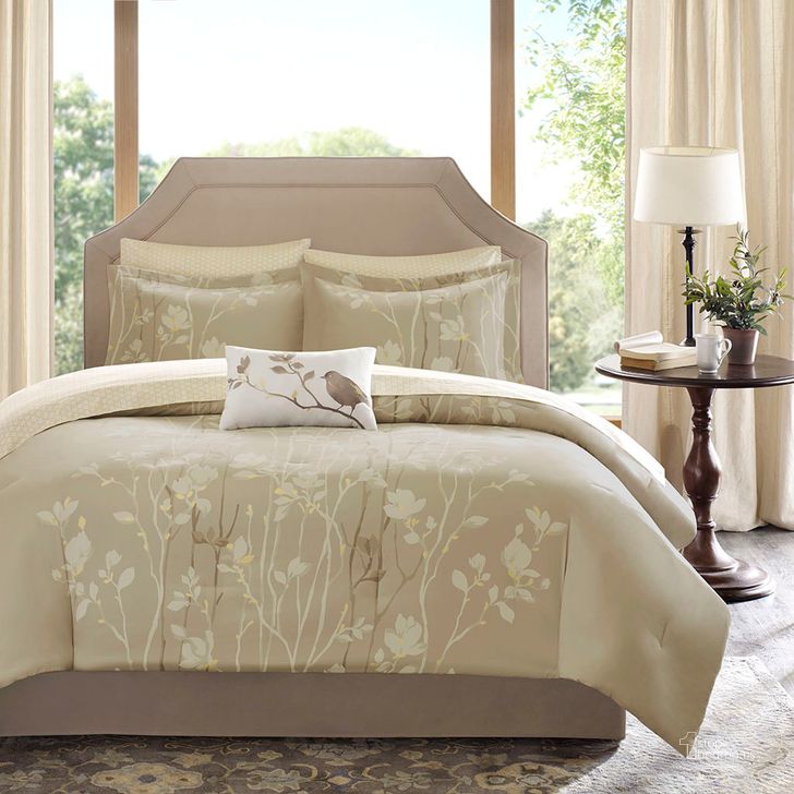 The appearance of Polyester Microfiber Printed 7Pcs Twin Comforter Set In Taupe designed by Olliix in the transitional interior design. This taupe piece of furniture  was selected by 1StopBedrooms from Vaughn Collection to add a touch of cosiness and style into your home. Sku: MPE10-013. Material: Polyester. Bed Size: Twin. Product Type: Comforter Set. Image1