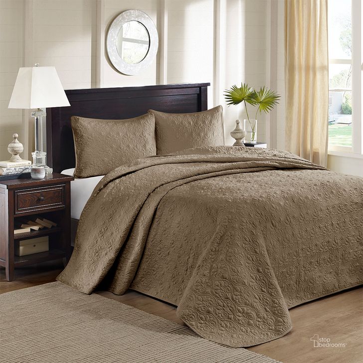 The appearance of Polyester Microfiber Quilted Reversible Queen Bedspread Set In Mocha designed by Olliix in the transitional interior design. This mocha piece of furniture  was selected by 1StopBedrooms from Quebec Collection to add a touch of cosiness and style into your home. Sku: MP13-6497. Bed Size: Queen. Material: Cotton. Product Type: Comforter Set. Image1