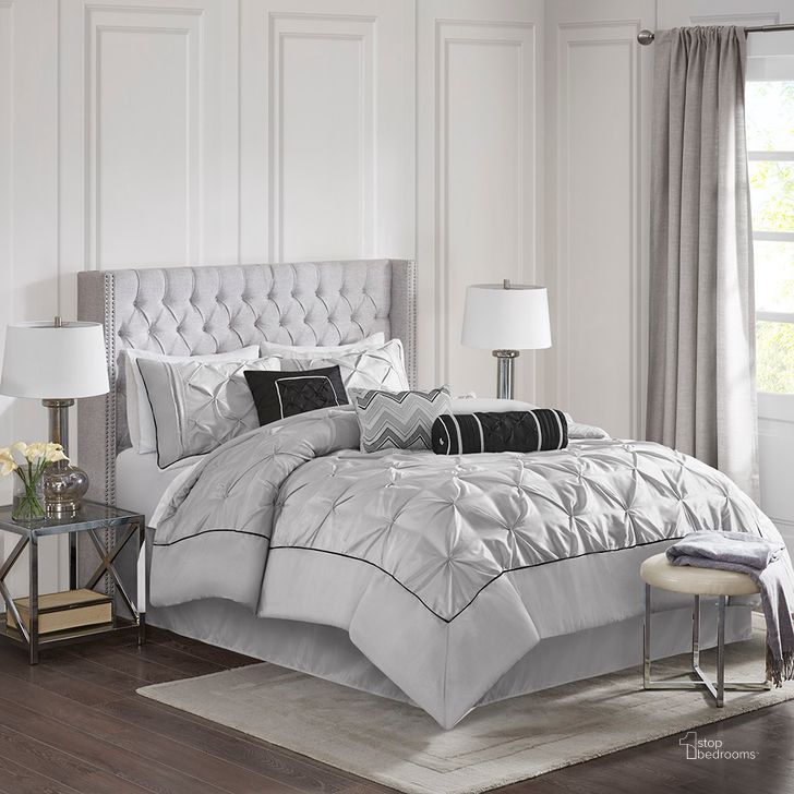 The appearance of Polyester Polyoni Pieced 7Pcs Queen Comforter Set With Pleats In Grey designed by Olliix in the transitional interior design. This grey piece of furniture  was selected by 1StopBedrooms from Laurel Collection to add a touch of cosiness and style into your home. Sku: MP10-1328. Material: Polyester. Bed Size: Queen. Product Type: Comforter Set. Image1