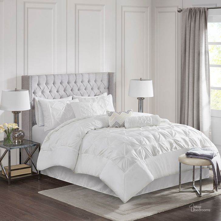 The appearance of Polyester Polyoni Pieced Pleated 7Pcs Full Comforter Set In White designed by Olliix in the transitional interior design. This white piece of furniture  was selected by 1StopBedrooms from Laurel Collection to add a touch of cosiness and style into your home. Sku: MP10-2578. Material: Polyester. Bed Size: Full. Product Type: Comforter Set. Image1