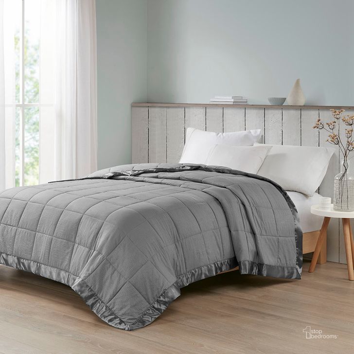 The appearance of Polyester Premium Oversized Down Alternative Queen Blanket In Charcoal designed by Olliix in the transitional interior design. This charcoal piece of furniture  was selected by 1StopBedrooms from Cambria Collection to add a touch of cosiness and style into your home. Sku: MP51-7650. Material: Polyester. Bed Size: Queen. Product Type: Throw. Image1