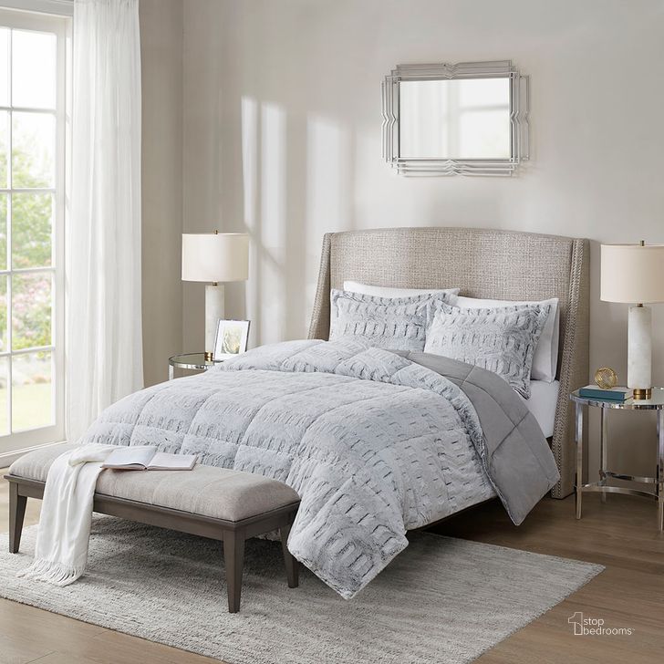 The appearance of Polyester Printed Long Fur Twin Comforter Set In Grey designed by Olliix in the transitional interior design. This grey piece of furniture  was selected by 1StopBedrooms from Gia Collection to add a touch of cosiness and style into your home. Sku: MP10-7237. Bed Size: Twin. Product Type: Comforter Set. Material: Fur. Image1