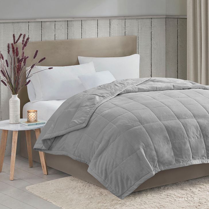 The appearance of Polyester Reversible Plush To Microfiber Da Twin Blanket In Grey designed by Olliix in the transitional interior design. This grey piece of furniture  was selected by 1StopBedrooms from Coleman Collection to add a touch of cosiness and style into your home. Sku: MP51-6377. Material: Microfiber. Bed Size: Twin. Product Type: Throw. Image1