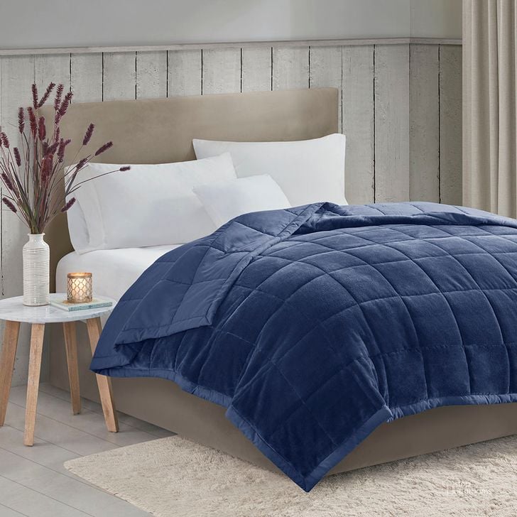The appearance of Polyester Reversible Plush To Microfiber Da Twin Blanket In Navy designed by Olliix in the transitional interior design. This navy piece of furniture  was selected by 1StopBedrooms from Coleman Collection to add a touch of cosiness and style into your home. Sku: MP51-6380. Material: Microfiber. Bed Size: Twin. Product Type: Throw. Image1