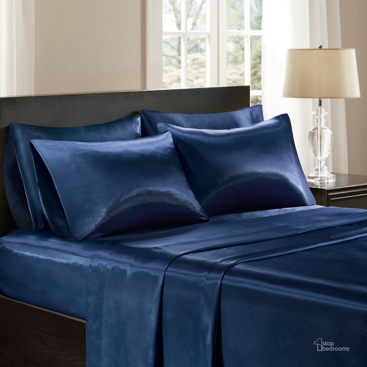The appearance of Polyester Satin 6Pcs Full Sheet Set In Navy designed by Olliix in the transitional interior design. This navy piece of furniture  was selected by 1StopBedrooms from Satin Collection to add a touch of cosiness and style into your home. Sku: MPE20-911. Material: Polyester. Bed Size: Full. Product Type: Bed Sheet. Image1