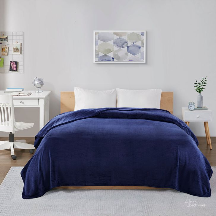 The appearance of Polyester Solid Microlight Plush Brushed Oversized Twin Blanket In Navy designed by Olliix in the transitional interior design. This navy piece of furniture  was selected by 1StopBedrooms from Microlight Plush Collection to add a touch of cosiness and style into your home. Sku: ID51-830. Material: Polyester. Bed Size: Twin. Product Type: Throw. Image1