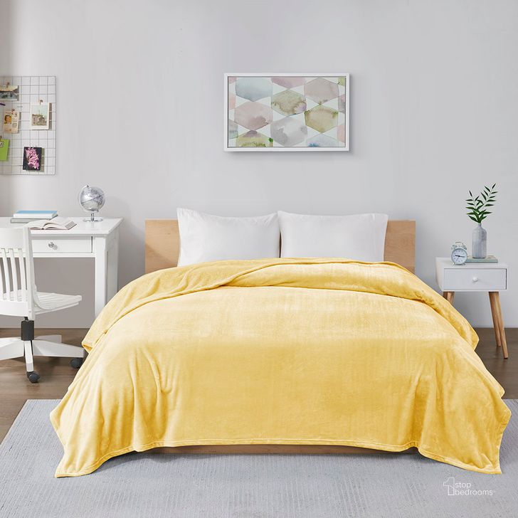 The appearance of Polyester Solid Microlight Plush Brushed Oversized Twin Blanket In Yellow designed by Olliix in the transitional interior design. This yellow piece of furniture  was selected by 1StopBedrooms from Microlight Plush Collection to add a touch of cosiness and style into your home. Sku: ID51-824. Material: Polyester. Bed Size: Twin. Product Type: Throw. Image1