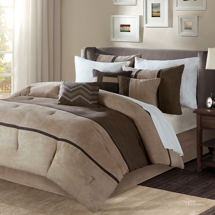 The appearance of Polyester Solid Pieced 7Pcs Queen Comforter Set In Brown designed by Olliix in the transitional interior design. This brown piece of furniture  was selected by 1StopBedrooms from Palisades Collection to add a touch of cosiness and style into your home. Sku: MP10-4024. Material: Polyester. Bed Size: Queen. Product Type: Comforter Set. Image1