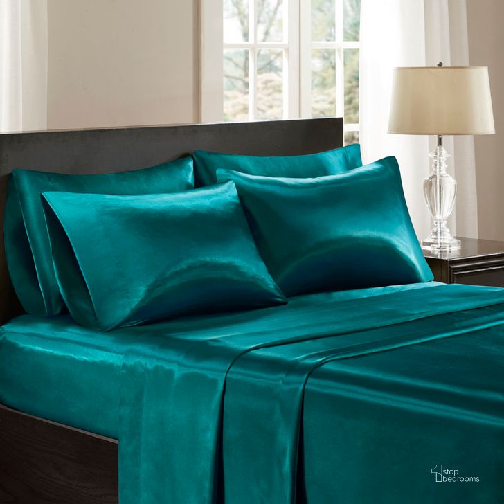 The appearance of Polyester Solid Satin 6Pcs Full Sheet Set In Teal designed by Olliix in the transitional interior design. This teal piece of furniture  was selected by 1StopBedrooms from Satin Collection to add a touch of cosiness and style into your home. Sku: SHET20-1084. Material: Polyester. Bed Size: Full. Product Type: Bed Sheet. Image1