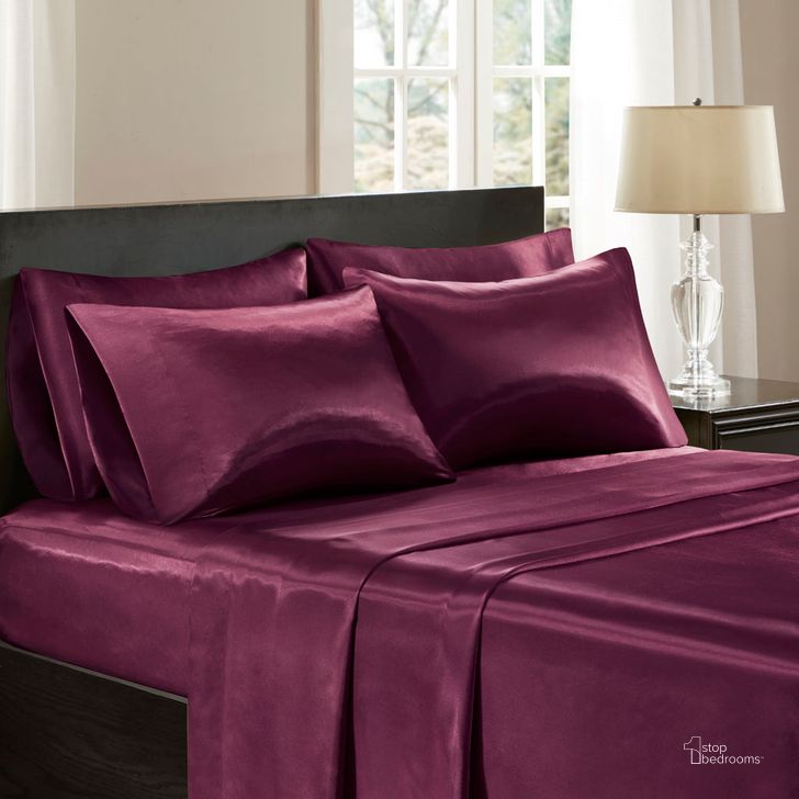 The appearance of Polyetser Solid Satined 6Pcs King Sheet Set In Purple designed by Olliix in the transitional interior design. This purple piece of furniture  was selected by 1StopBedrooms from Satin Collection to add a touch of cosiness and style into your home. Sku: MPE20-715. Material: Polyester. Bed Size: King. Product Type: Bed Sheet. Image1