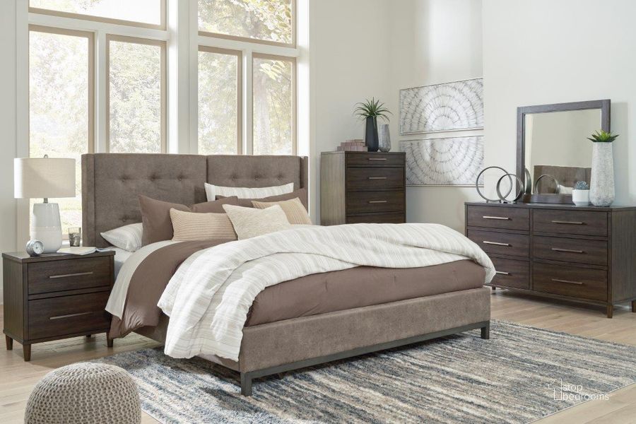 The appearance of Poplar Valley Brown Panel Bed Bedroom Set 0qd24495606 designed by Atelier Home in the modern / contemporary interior design. This brown piece of furniture  was selected by 1StopBedrooms from Poplar Valley Collection to add a touch of cosiness and style into your home. Sku: B374-54;B374-57;B374-92. Bed Type: Panel Bed. Product Type: Panel Bed. Bed Size: Queen. Material: Leather Match. Image1