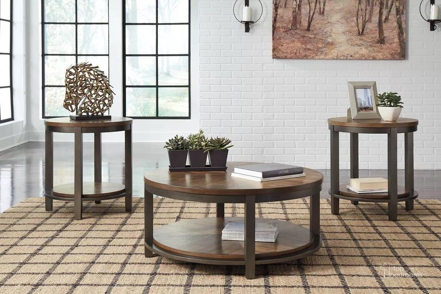 The appearance of Port Bevis Light Brown/Bronze Occasional Table Set designed by Isaac Tahari in the transitional interior design. This light brown/bronze piece of furniture  was selected by 1StopBedrooms from Port Bevis Collection to add a touch of cosiness and style into your home. Sku: T411-13. Material: Wood. Product Type: Occasional Table Set. Image1