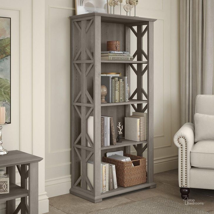 The appearance of Pouce Coupe Gray Bookcases, Book Shelf designed by Polished Pine in the country / farmhouse interior design. This gray piece of furniture  was selected by 1StopBedrooms from Pouce Coupe Collection to add a touch of cosiness and style into your home. Sku: HOB166DG-03. Material: Wood. Product Type: Bookcase. Image1