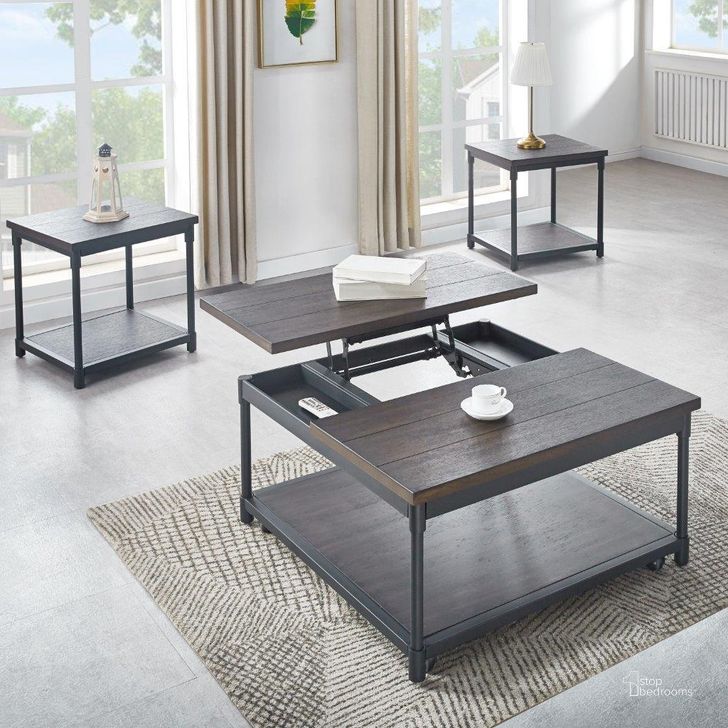 The appearance of Prescott Smokey Oak, Black Metal Lift Top Square Occasional Table Set designed by Steve Silver in the transitional interior design. This black and gray piece of furniture  was selected by 1StopBedrooms from Prescott Collection to add a touch of cosiness and style into your home. Sku: RC300CAS;RC300E. Material: MDF. Product Type: Occasional Table Set. Image1