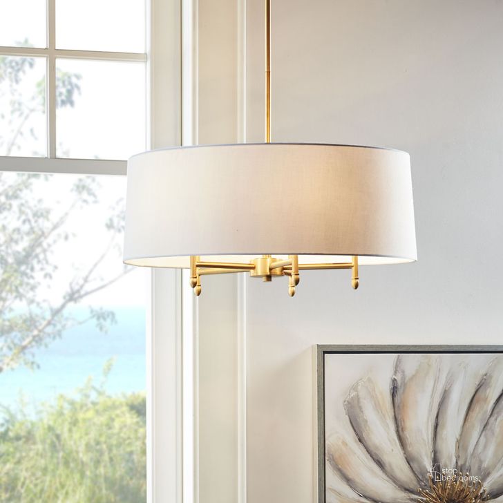 The appearance of Presidio Chandelier In Gold/White designed by Olliix in the transitional interior design. This gold/white piece of furniture  was selected by 1StopBedrooms from Presidio Collection to add a touch of cosiness and style into your home. Sku: MPS150-0067. Material: Cotton. Product Type: Chandelier. Image1