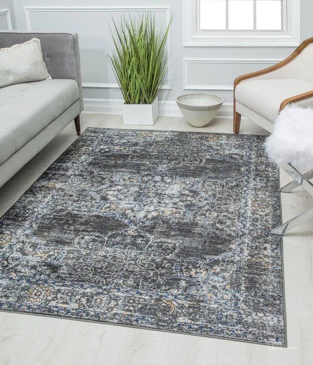 The appearance of Preston PS35A Shadow Bay Blossom Transitional Vintage Gray 5' x 7' Area Rug designed by Rugs America in the transitional interior design. This gray piece of furniture  was selected by 1StopBedrooms from Preston Collection to add a touch of cosiness and style into your home. Sku: RA30152. Material: Polypropylene. Product Type: Area Rugs. Image1