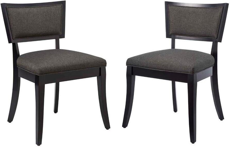 The appearance of Pristine Gray Upholstered Fabric Dining Chairs - Set Of 2 designed by Modway in the modern / contemporary interior design. This gray piece of furniture  was selected by 1StopBedrooms from Pristine Collection to add a touch of cosiness and style into your home. Sku: EEI-4557-GRY. Product Type: Dining Chair. Material: Rubberwood. Image1