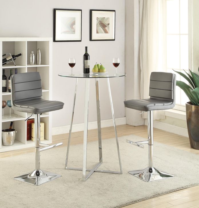 The appearance of Chromed Steel Bar Set designed by Coaster in the modern / contemporary interior design. This silver piece of furniture  was selected by 1StopBedrooms from  to add a touch of cosiness and style into your home. Sku: 100026B1;100026B2;120696. Material: Glass. Product Type: Bar Set. Image1