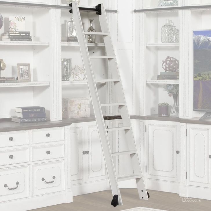 The appearance of Provence Vintage Alabaster Library Ladder designed by Parker House in the transitional interior design. This white and brown piece of furniture  was selected by 1StopBedrooms from Provence Collection to add a touch of cosiness and style into your home. Sku: PRO#495. Product Type: Miscellaneous.