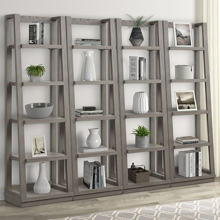 The appearance of Pure Modern Bookcase Display Wall In Grey designed by Parker House in the modern / contemporary interior design. This grey piece of furniture  was selected by 1StopBedrooms from Pure Modern Collection to add a touch of cosiness and style into your home. Sku: PUR#250AP;PUR#250AP. Product Type: Bookcase. Material: Wood Veneer.