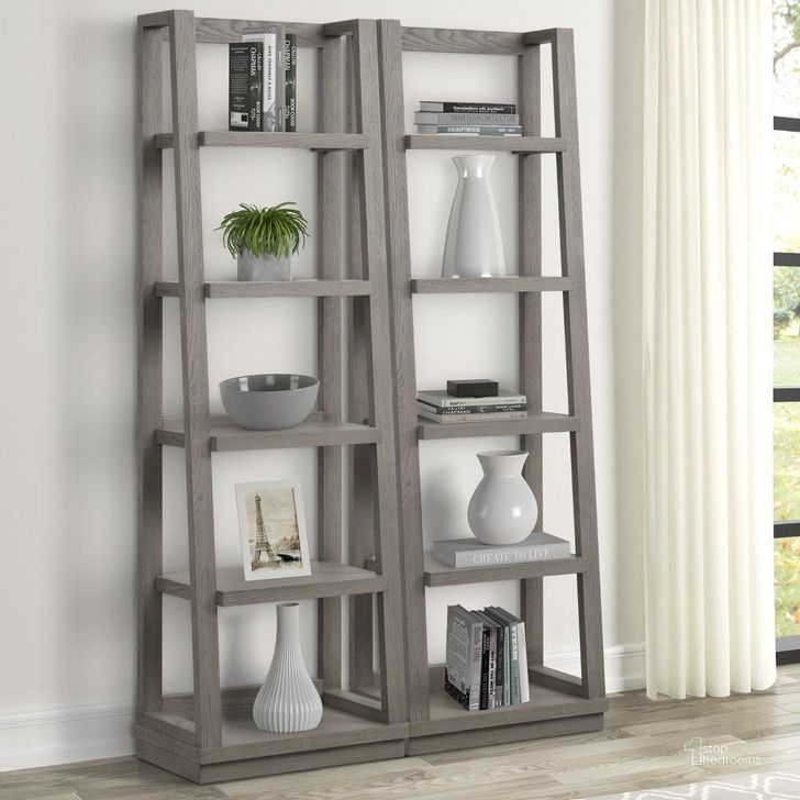 The appearance of Pure Modern Pair Of Angled Etagere Bookcase Piers designed by Parker House in the modern / contemporary interior design. This light gray piece of furniture  was selected by 1StopBedrooms from Pure Modern Collection to add a touch of cosiness and style into your home. Sku: PUR#250AP. Product Type: Bookcase. Image1