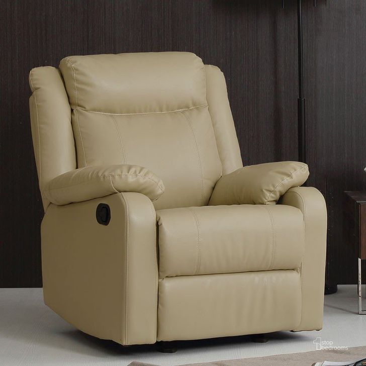 The appearance of G764 Rocker Recliner (Putty) designed by Glory in the modern / contemporary interior design. This putty piece of furniture  was selected by 1StopBedrooms from G76 Collection to add a touch of cosiness and style into your home. Sku: G764A-RC-Rocker Recliner. Material: Faux Leather. Product Type: Rocker Recliner. Image1