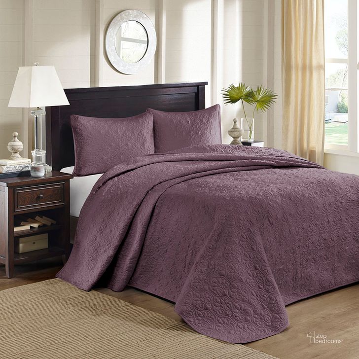 The appearance of Quebec Cotton And Other Fibers Fill Brushed Microfiber King Bedspread Set In Purple designed by Olliix in the transitional interior design. This purple piece of furniture  was selected by 1StopBedrooms from Quebec Collection to add a touch of cosiness and style into your home. Sku: MP13-6154. Bed Size: King. Material: Cotton. Product Type: Comforter Set. Image1