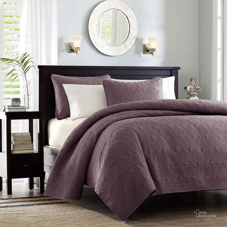 The appearance of Quebec Cotton And Other Fibers Fill Brushed Microfiber Queen Coverlet Set In Purple designed by Olliix in the transitional interior design. This purple piece of furniture  was selected by 1StopBedrooms from Quebec Collection to add a touch of cosiness and style into your home. Sku: MP13-6149. Bed Size: Queen. Material: Cotton. Product Type: Coverlet Set. Image1