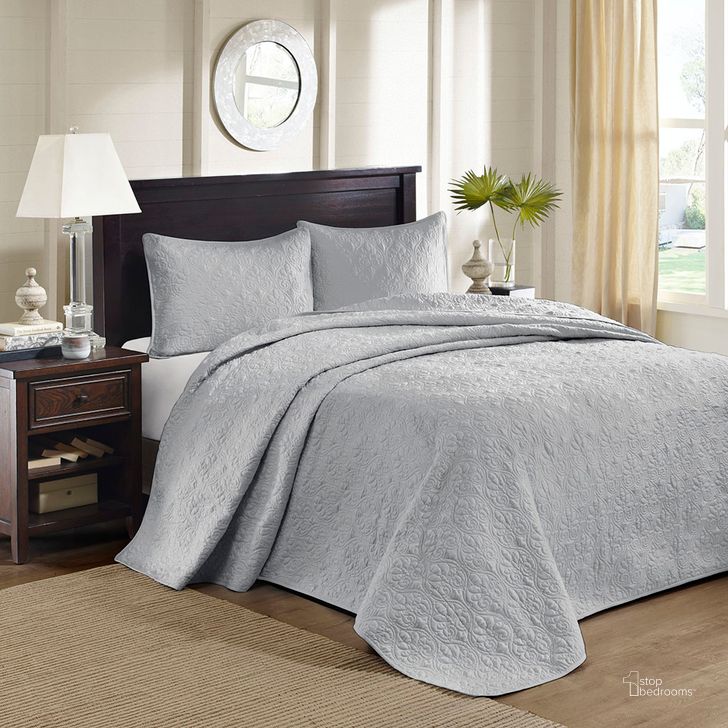 The appearance of Quebec Polyester Quilted Microfiber Reversible Mini Queen Bedspread Set In Grey designed by Olliix in the transitional interior design. This grey piece of furniture  was selected by 1StopBedrooms from Quebec Collection to add a touch of cosiness and style into your home. Sku: MP13-2989. Bed Size: Queen. Material: Cotton. Product Type: Comforter Set. Image1
