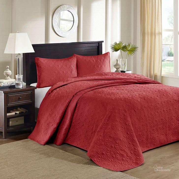 The appearance of Quebec Polyester Quilted Microfiber Reversible Mini Queen Bedspread Set In Red designed by Olliix in the transitional interior design. This red piece of furniture  was selected by 1StopBedrooms from Quebec Collection to add a touch of cosiness and style into your home. Sku: MP13-2993. Bed Size: Queen. Material: Cotton. Product Type: Comforter Set. Image1