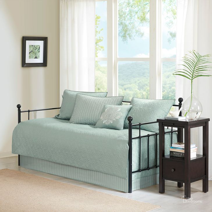 The appearance of Quebec Polyester Solid 6Pcs Day Bed Cover In Seafoam designed by Olliix in the transitional interior design. This seafoam piece of furniture  was selected by 1StopBedrooms from Quebec Collection to add a touch of cosiness and style into your home. Sku: MP13-3979. Material: Polyester. Product Type: Cover. Image1