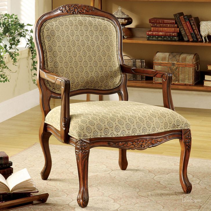 The appearance of Quintus Accent Chair In Antique Oak designed by Furniture of America in the traditional interior design. This antique oak piece of furniture  was selected by 1StopBedrooms from Quintus Collection to add a touch of cosiness and style into your home. Sku: CM-AC6919. Material: Wood. Product Type: Accent Chair.