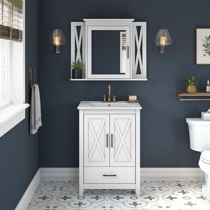 The appearance of Raglan Off White Bathroom Vanity Bathroom Furniture 0qb24519941 designed by Polished Pine in the country / farmhouse interior design. This off white piece of furniture  was selected by 1StopBedrooms from Raglan Collection to add a touch of cosiness and style into your home. Sku: KWS029WAS. Product Type: Bathroom Vanity. Image1
