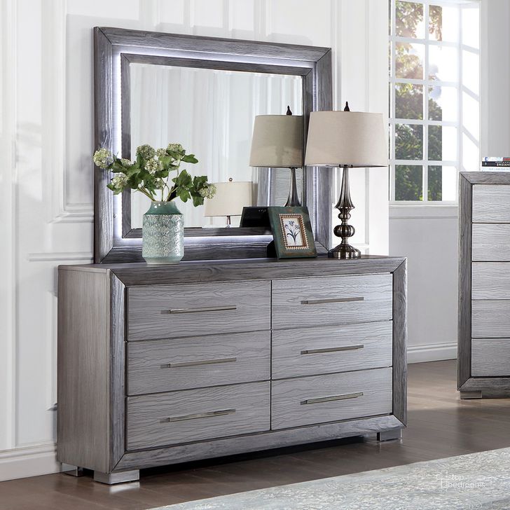 The appearance of Raiden Dresser In Gray designed by Furniture of America in the transitional interior design. This gray piece of furniture  was selected by 1StopBedrooms from Raiden Collection to add a touch of cosiness and style into your home. Sku: CM7468GY-D. Material: Wood. Product Type: Dresser. Image1